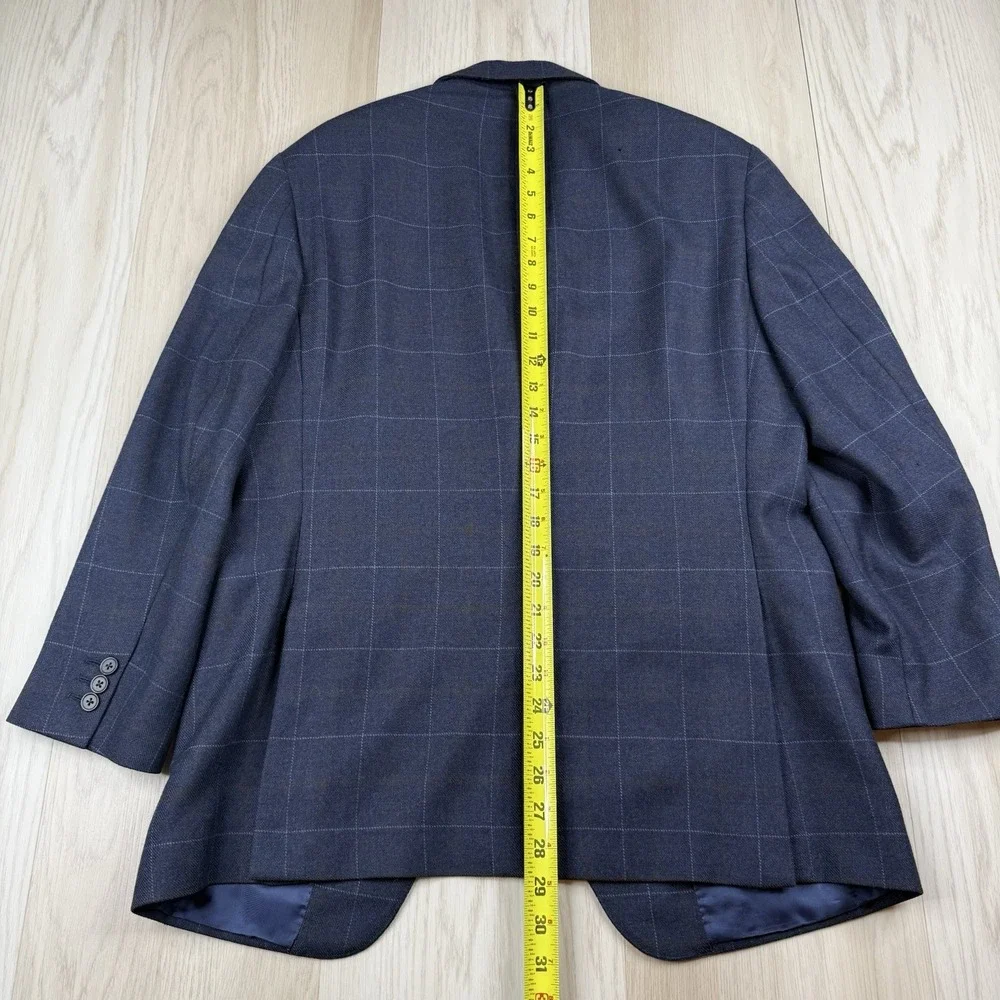 The Andover Shop Windowpane Sports Coat Blazer 2 Button Blue Mens Size 38 Short